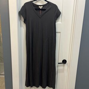 UMGEE Women’s V Neck Casual Boho Cotton Maxi T-Shirt Dress Size Small Dark Gray